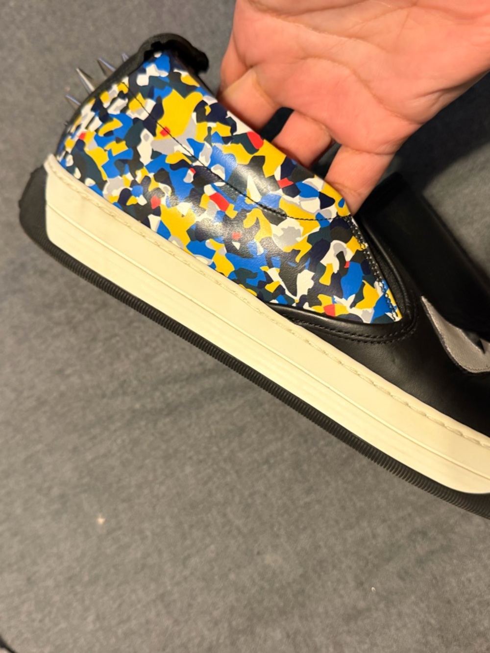Fendi Leather Slip-On Sneakers with Multicolor Camouflage Accents - Picture 11 of 15